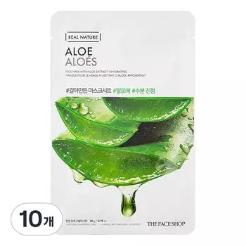 Листовая маска с молотым алоэ The Face Shop, 1 упаковка, 10 шт.