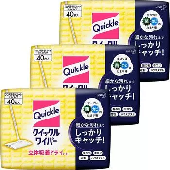 Листы для сухой уборки пола Quickle Wiper, 40 шт. x 3 шт. [Оптовая закупка]