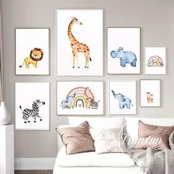 Листы для украшения животных, настенные художественные плакаты, детские холсты, картины для детской комнаты, декоративные принты, настенные постеры без рамки 21*30cm No Frame