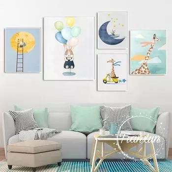 Листы для украшения животных, настенные художественные плакаты, детские холсты, картины для детской комнаты, декоративные принты, настенные постеры без рамки 21*30cm No Frame