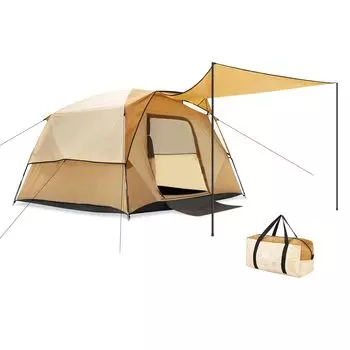Litake 4-местный купольный тент с большой передней двойной крышкой, легко устанавливается, устойчив к ультрафиолетовому излучению, компактный ветрозащитный тент для кемпинга, альпинизма, палатка, комната,