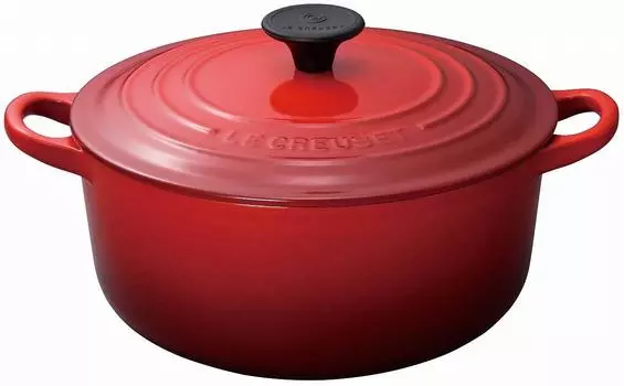 Литая эмалированная кастрюля Le Creuset Cocotte Ronde 18 см, цвет «вишнево-красный», совместима с газовой духовкой IH [Авторизованный японский продукт]