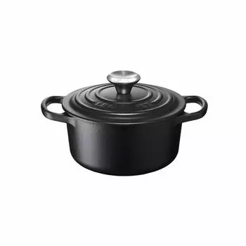 Литая эмалированная кастрюля Le Creuset Signature Cocotte Ronde 16 см, матово-черная, совместимая с газовой духовкой IH, японская [Авторизованный продукт]