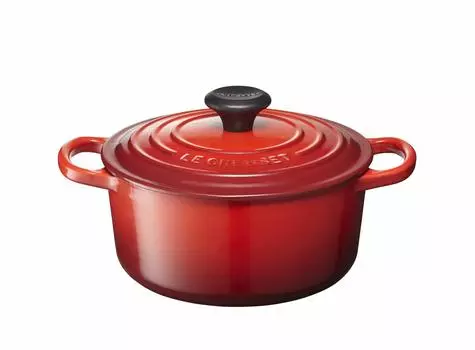 Литая эмалированная кастрюля Le Creuset Signature Cocotte Ronde 18 см, цвет «вишнево-красный», совместима с газовой духовкой IH [Авторизованный японский продукт]