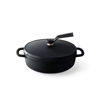 Литая эмалированная кастрюля Vermicula 18 см, черная, премиум-класса, ограниченный тираж, готовка без воды, выпечка без воды, специальная книга рецептов в комплекте, кастрюля для духовки с 2 крышками [неглубокая]