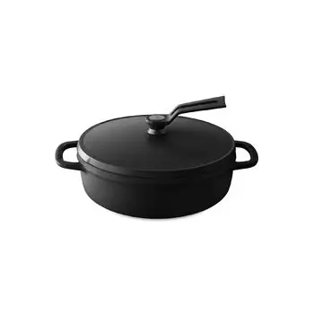 Литая эмалированная кастрюля Vermicular 18 см, матовая черная, для приготовления пищи без воды, для выпечки без воды, в комплекте специальная книга рецептов, кастрюля для духовки, 2 отдельно стоящие крышки [неглубокие]