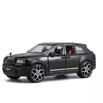 Литая металлическая игрушечная машинка 1/20 для внедорожника Rolls-Royce Cullinan, внедорожная модель автомобиля из сплава, имитация звука и света, игрушка для детей 1/20-Size:22*9.5*8cm чёрный