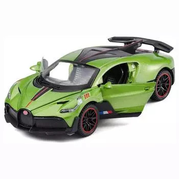 Литая под давлением металлическая модель автомобиля Bugatti Divo 1/32, транспортные средства с откатным механизмом, музыкальными дверцами и открывающимся капотом для игрушек для мальчиков в возрасте от 3 до 12 лет 1:32-Size:14.5*6.4*4.6CM чёрный