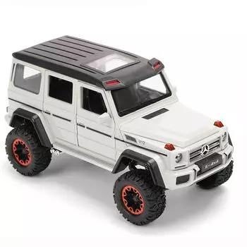 Литая под давлением металлическая модель Benz G500 в масштабе 1/22, большая игрушечная машинка G500 со светом и музыкой, машинки с откатным механизмом для детей и взрослых 21x11x10.5cm белый