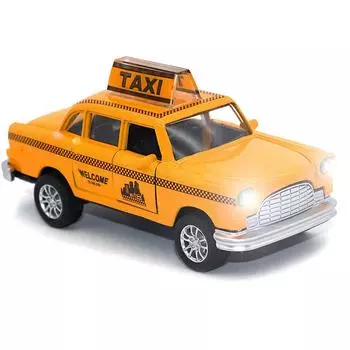 Литая под давлением желтая игрушечная машинка такси Нью-Йорка в клетку 4,5 дюйма с мигающими огнями и звуками 1/36-11.5x5.5x5cm жёлтый