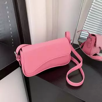 Сумки через плечо с узором личи для женщин с волнообразным клапаном и большой вместимостью 25x15x6.5 cm чёрный