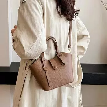 Litchi Standard Hand-Held Wing Bag Простая фактурная сумка Гламурная сумка-ведро через плечо