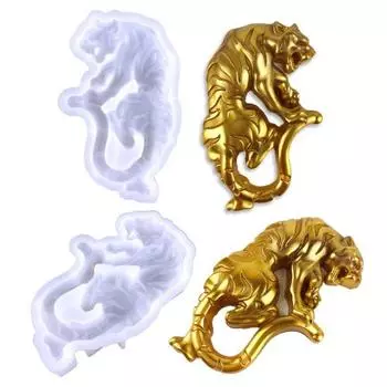 Литейная форма, многоразовая, декоративная, гладкая поверхность, безопасная, износостойкая, для практических занятий, однотонная, в форме тигра, силиконовая форма для рукоделия синий