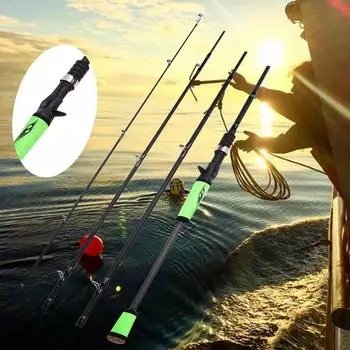 Литейная удочка, портативная 2,1 м, углеродное волокно, 4 секции, удочка, инструмент для ловли окуня, рыболовные снасти 2.1M