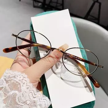 Literary And Retro, Oval Small Frame Glasses Frame, Plain Wind Anti-Blue Light Glasses Frame 00236 серебряный