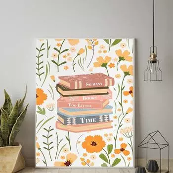 Literary Prints Nursery Wall Art Picture Canvas Painting So Many Books Too Little Time Poster For Living Study Room Home Decor 21x30cm No Framed