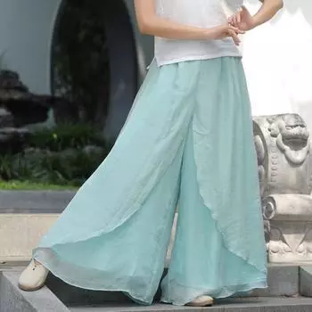 Литературная фея ретро шифон широкие брюки-кюлоты национальный стиль путешествия фотография йога дзен брюки с высокой талией танцы M белый