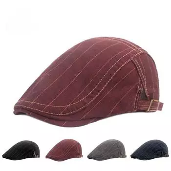 Литературная молодежная кепка с язычком в английском стиле, полосатая шляпа, европейская и американская шляпа-форвард, мужская и женская шляпа M56-58cm тёмно-синий