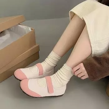 Литературная ретро-простая женская обувь весна-лето 2025 года, новый женский стиль Mori, сочетающиеся по цвету одинарные туфли, мягкая подошва, студенческая обувь Doudou 35 розовый