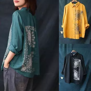 Литературно-художественная повседневная свободная и тонкая хлопчатобумажная рубашка с нерегулярным принтом, женская с короткими рукавами спереди и сзади, две летние модели XXXL чёрный