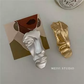 Литературное и ретро человеческое лицо немое золото мода чувство мода костюм аксессуары универсальная брошь Ns стиль золотой