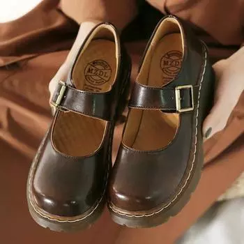 Литературные женские туфли в стиле ретро с толстой подошвой Mori Girl, японские туфли Мэри Джейн, одиночные туфли в студенческом стиле 40 чёрный