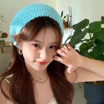 Литературный и художественный стиль ручной работы крючком цветок треугольное полотенце весна и лето отдых на море фото милый и милый платок повязка на голову прилив average size - button triangle towel озеро синий