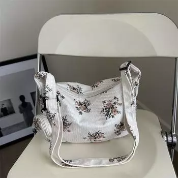 Литературный и красивый вельветовый рюкзак в этническом стиле 2024 года, популярная маленькая свежая женская сумка с принтом, модная сумка для матери и ребенка розовый