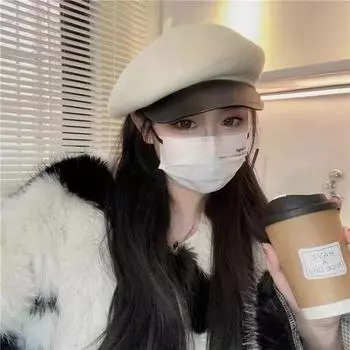 Литературный и ретро берет детский осенне-зимний британский овчинный шерстяной кепка газетчика корейская версия универсальная шляпа художника чёрный