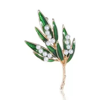 Литературный и свежий Мори эмалевая глазурь ретро ясень жемчужное пальто свитер шарф брошь корсаж с ювелирными изделиями зелёный