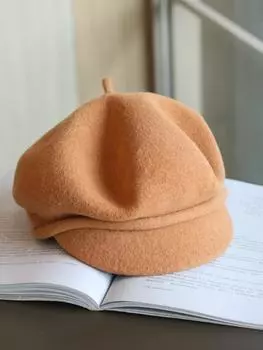 Литературный и универсальный шерстяной берет с утиным языком на осень и зиму, однотонный, британский ретро, повседневная кепка газетчика, женская восьмиугольная шляпа Adjustable серый