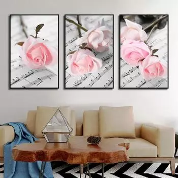 Литературный постер с цветами, романтическая розовая роза на персонале, печать на холсте, живопись, настенная живопись для гостиной, спальни, домашний декор 21*30cm