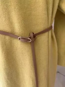 Литературный темперамент завязанный непористый пояс женский мягкий кожаный модный с украшением для свитера и джинсов без перфорации верблюд