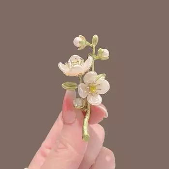 Литературный зеленый жасмин брошь растительный цветок жемчужная брошь ретро темперамент анти-свет пряжка булавка аксессуары зелёный