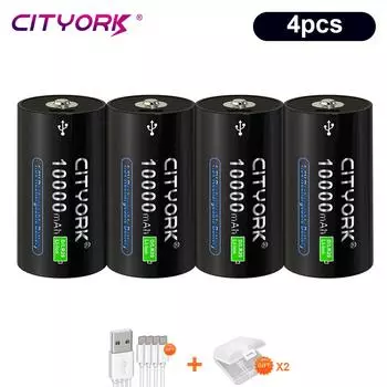 Литиевая аккумуляторная батарея размера D, 1,5 В, зарядка через USB, литий-ионные батареи R20 LR20 с USB для газовой плиты, фонарик, вода