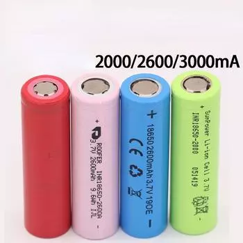 Литиевая батарея большой емкости 3,7 В 18650 для градиента 1Pcs 2000mAh