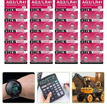 Литиевая батарея-монета AG3 1,55 В, кнопочные батарейки SR41 192 L736 384 SR41SW CX41 LR41 392 для ламп, часов, камер 30