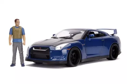 Литой автомобиль JADATOYS Fast Furious Nissan BRIAN 118 и GT-R Брайана (Р35) с СВЕТОМ и