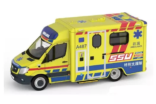 Литой автомобиль Tiny City Mercedes Benz Sprinter FL Hong Kong Fire Department Ambulance SSU 1/76 No.158 (А487)