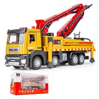 Литой бетононасос в масштабе 1/32, имитация модели машины, изысканный яркий игрушечный грузовик из сплава для детей, девочек и мальчиков, рождения 1/32-Size:22*7.2*6.5cm красный/жёлтый