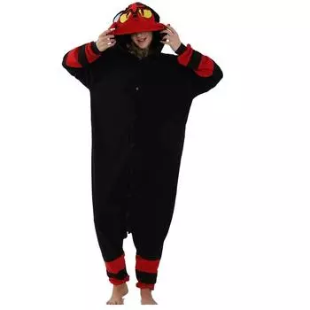 Litten Onesies Аниме Кигуруми Цельная пижама Рождественский косплей Костюм Хэллоуин S красный/чёрный
