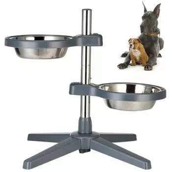 Little Bean Pet Dog Dish Elevating Pet Food Height Adjustable up to Stainless Steel Large Stand Medium and Large Dogs Bowl, Table, Type, Bowl, Dish,