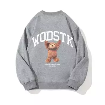 Little Bear Hanging Модный принтованный топ, повседневная спортивная одежда на осень и зиму, хлопковая толстовка M чёрный