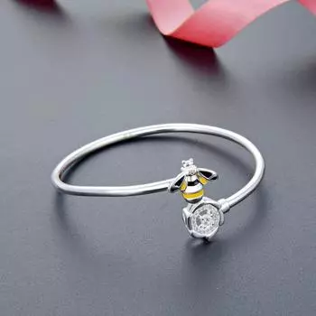 Little Bee Set Diamond S990 Полный серебряный браслет с открывающимся модным корейским изданием женский браслет из чистого серебра Adjustable size
