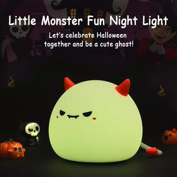 Little Devil Night Light Silicone Animal Lamp USB Rechargeable Timing Dimming Sleep Night Lamp Kids Bedside Decor Lamp Gifts