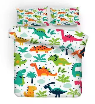 Little Dinosaur Series 3D Digital Printing, Bedding Three-Piece Quilt Cover, Bed Cover 135 * 200 two-piece set