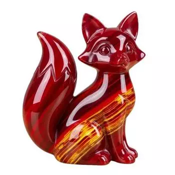 Little Fox Figurine Hand-Carved Healing Guardian Fox Statue Lucky Animal Sculpture Home Office Desktop Decoration Ornament