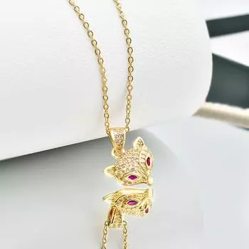 Little Fox Necklace Female Style High Value Trendy Retro Micro-Inlaid Zircon Pendant Accessories