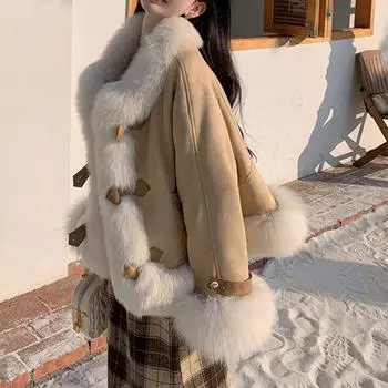 Little Fragrance Новая китайская экологическая меховая женская куртка из искусственного меха лисы на осень и зиму, теплая и тонкая сетка красного цвета S recommends within 52.5kg