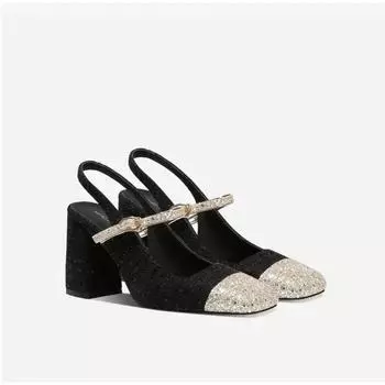 Little Fragrant Wind For Women s 2024 Spring/Summer New Thick Heels With High Heels, Straight Line, Wrapped Sandals 34 чёрный